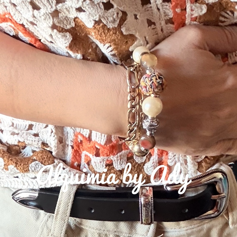 Chunky Pearl Beaded Bohemian Bracelet And Carnelian 45$